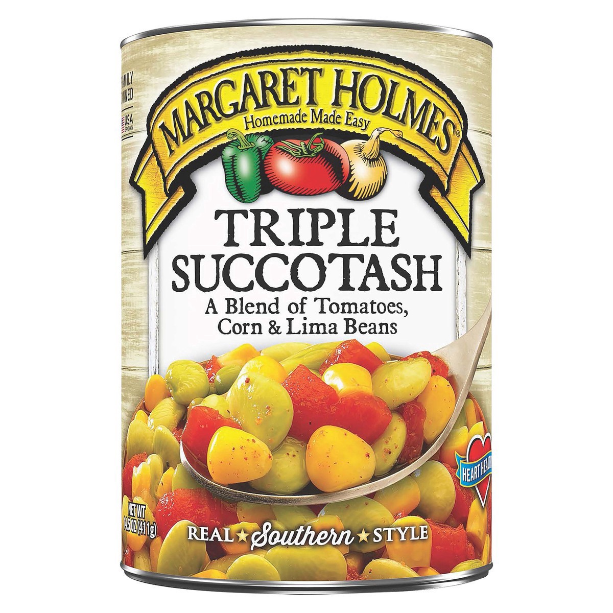 slide 5 of 8, Margaret Holmes Triple Succotash With A Blend Of Tomatoes, Corn And Butter Beans, 14.5 oz