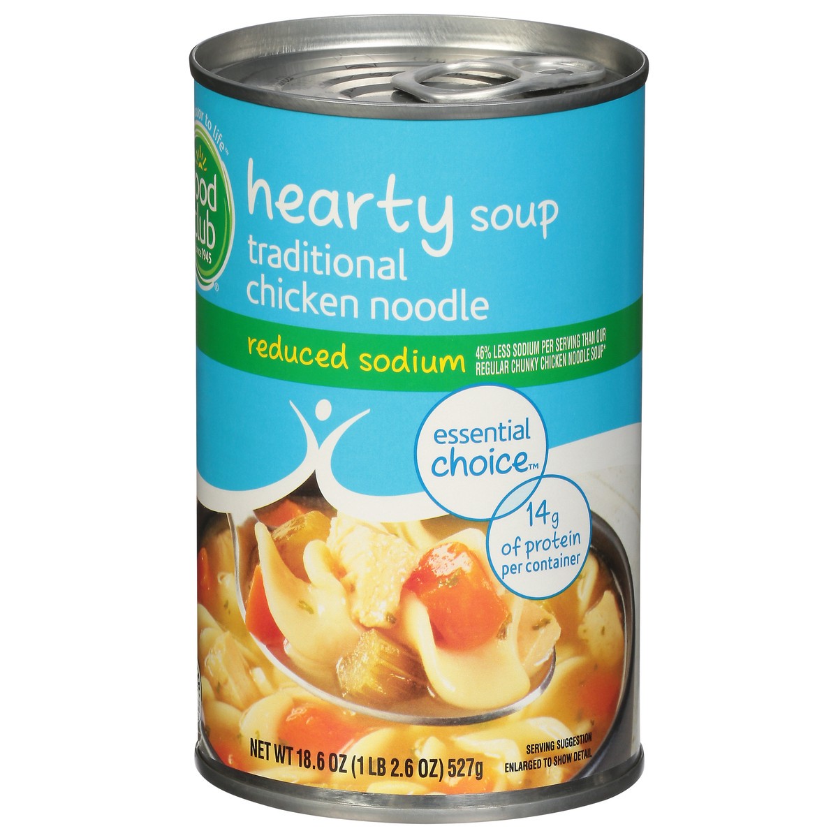 slide 3 of 11, Food Club Reduced Sodium Traditional Chicken Noodle Chunky Soup, 18.6 oz
