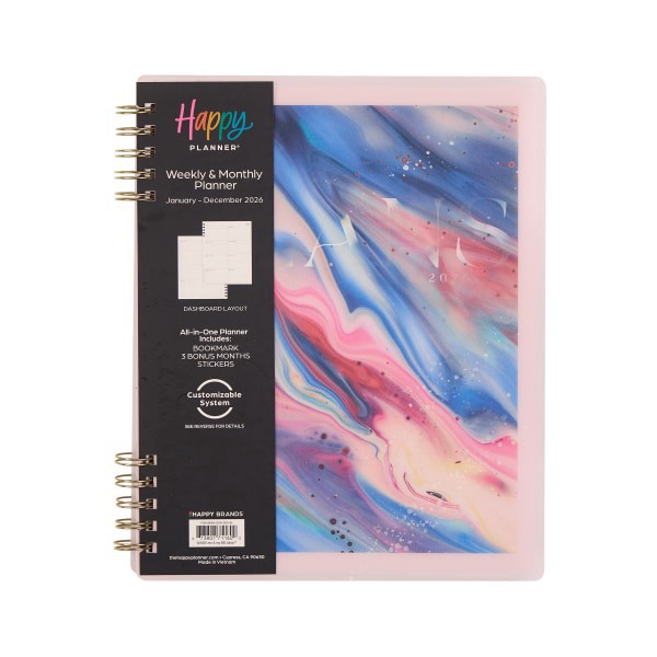 slide 7 of 10, 2026 Happy Planner Monthly/Weekly Big Customizable Twin Loop Planner, 8-1/2"" x 11"", Fluid Fusion, January To December, PZ0016B004, 1 ct