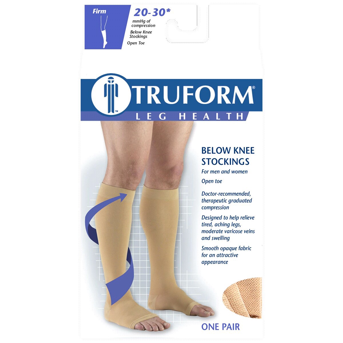 slide 1 of 1, TRUFORM Below Knee Open Toe Beige - Medium, 1 Pair, 1 ct