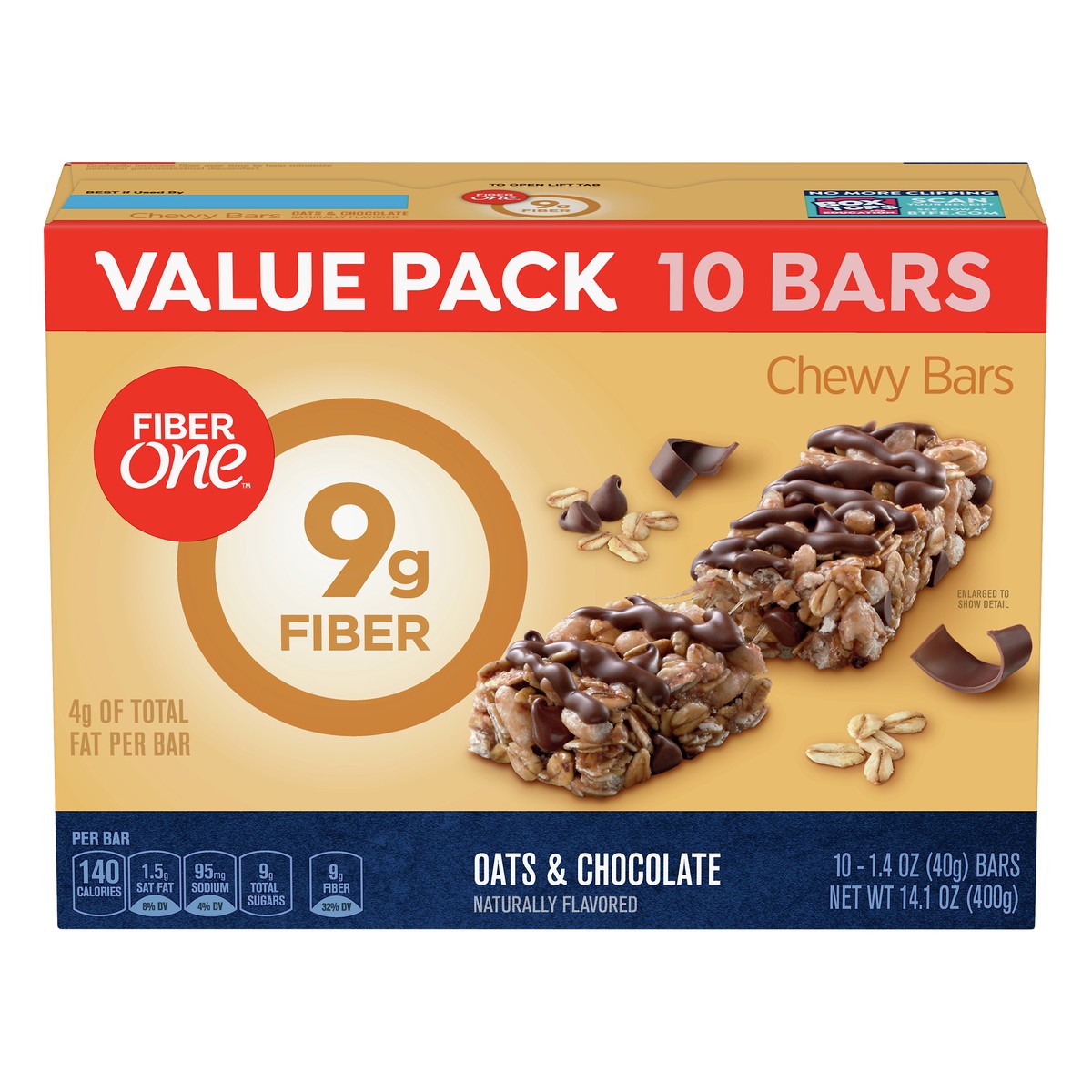 slide 1 of 1, Fiber One Value Pack Oats & Chocolate Chewy Bars 10 ea, 10 ct