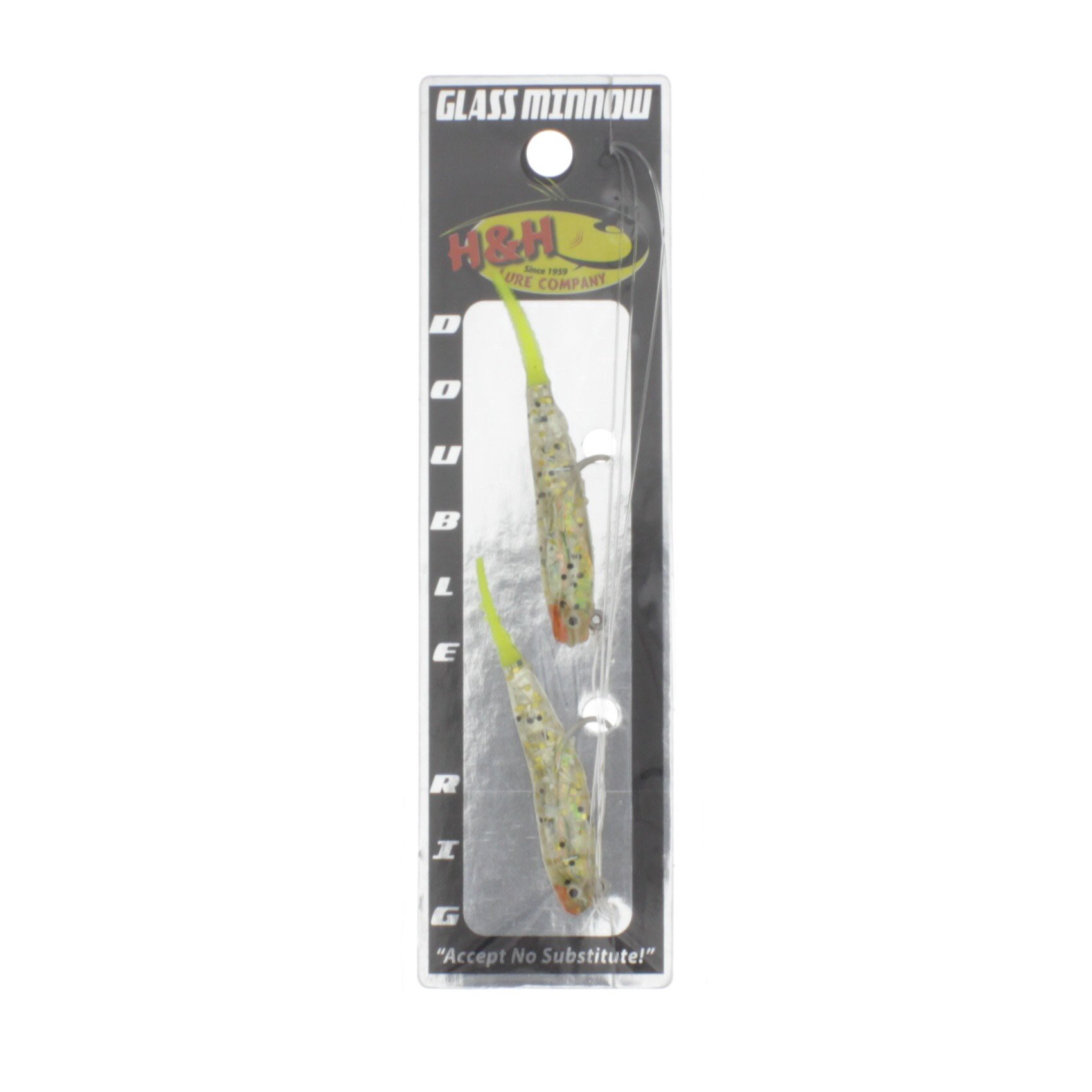 slide 1 of 1, H&H Lure Company 3" Glass Minnow Double Rig, Laguna Glass, 1 ct