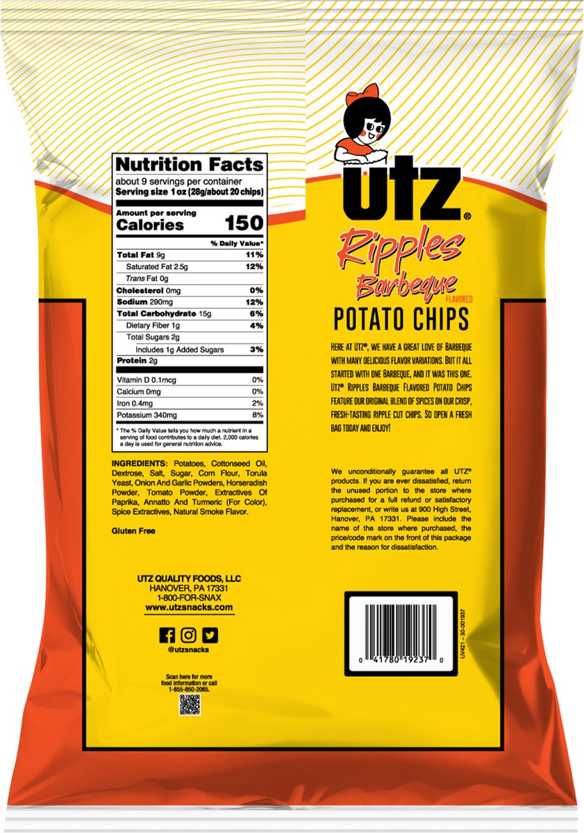 slide 2 of 7, Utz Bbq Ripple, 8.5 oz