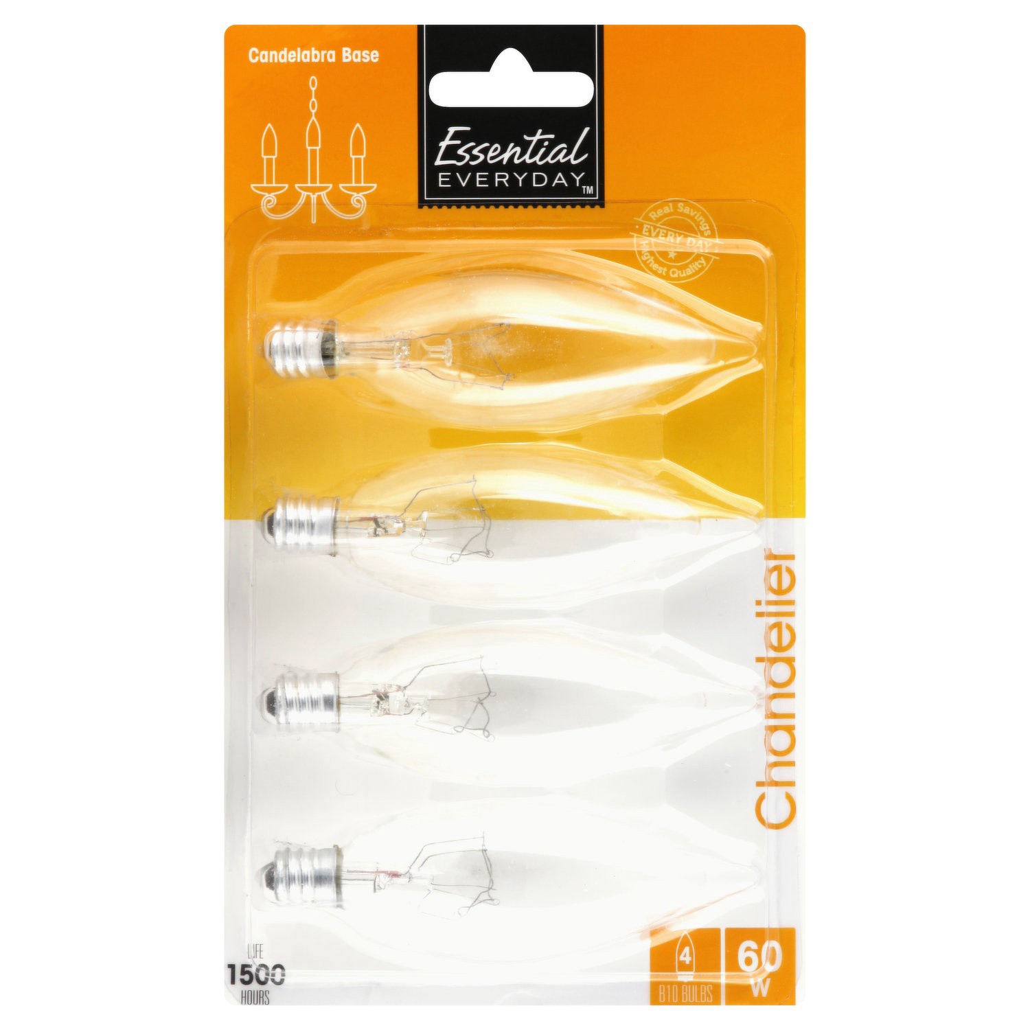 slide 1 of 1, Essential Everyday Light Bulbs Chandelier Candelabra Base, 4 ct