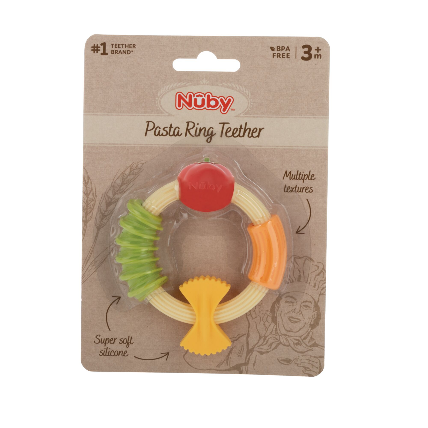 slide 1 of 8, Nuby Pasta Teething Ring, 1 ct