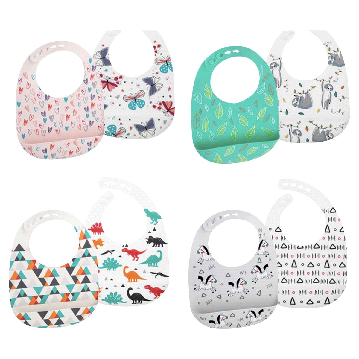 slide 2 of 2, Nuby 6m+ Silicone Bibs 2 ea, 2 ct