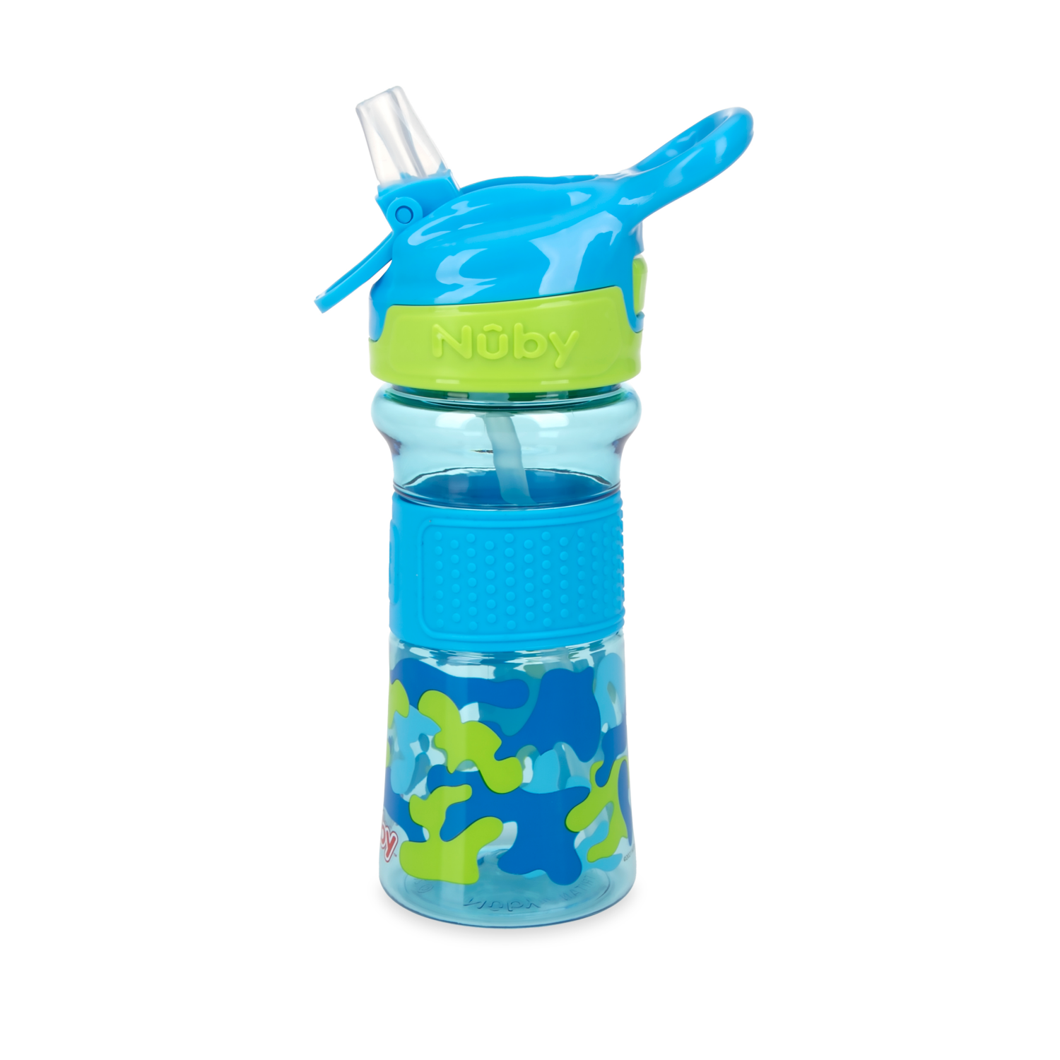 slide 2 of 3, Nuby Thirsty Kids Flip-It Blue Camo, 1 ct