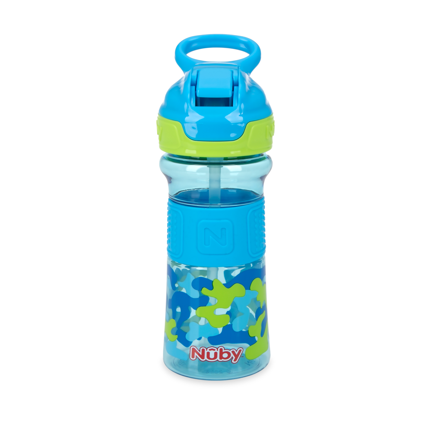 slide 3 of 3, Nuby Thirsty Kids Flip-It Blue Camo, 1 ct