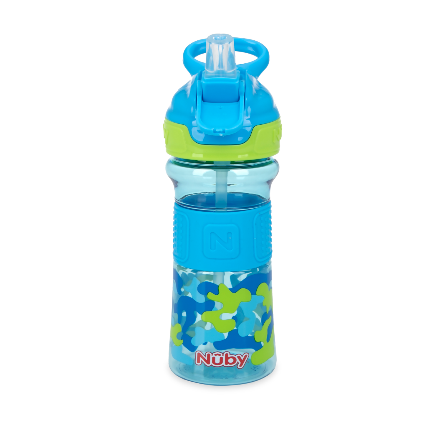 slide 1 of 3, Nuby Thirsty Kids Flip-It Blue Camo, 1 ct