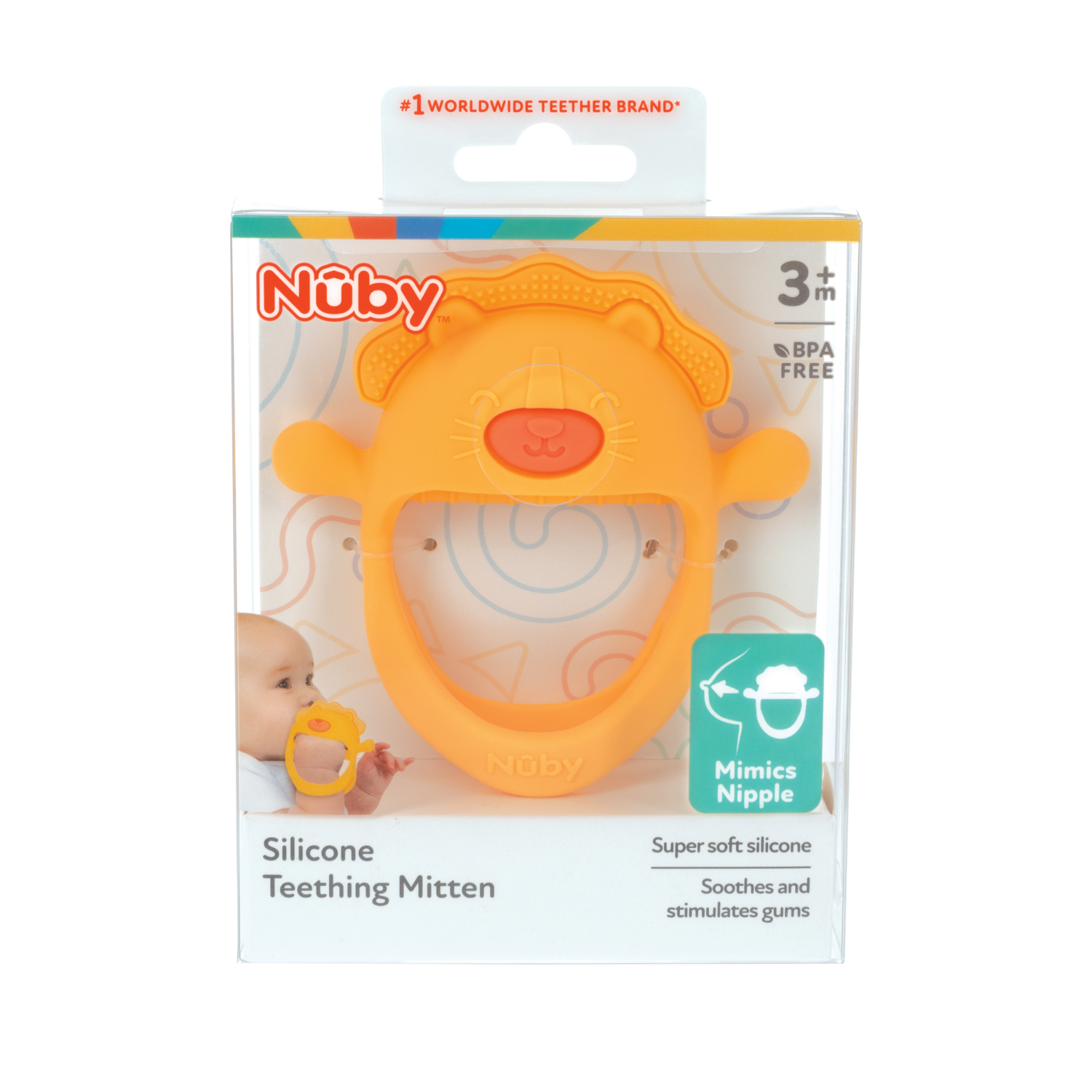 slide 2 of 2, Nuby 3-6m 100% Silicone Teething Mitten 1 ea, 1 ct