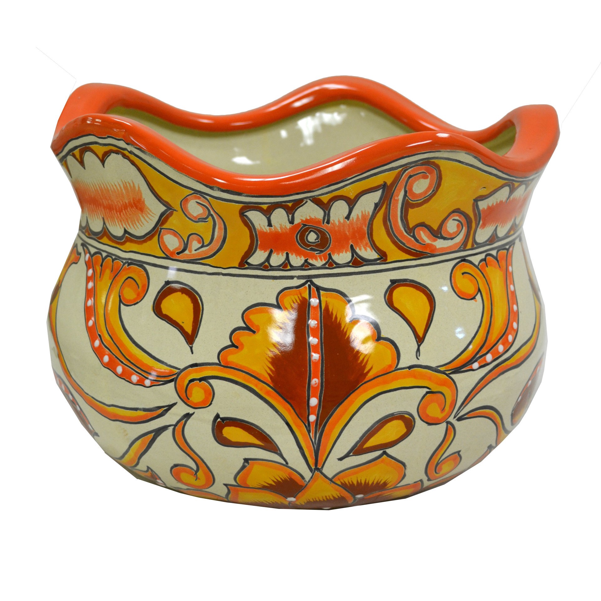 slide 1 of 1, Blue Orange Pottery Fall Talavera Planter, 1 ct