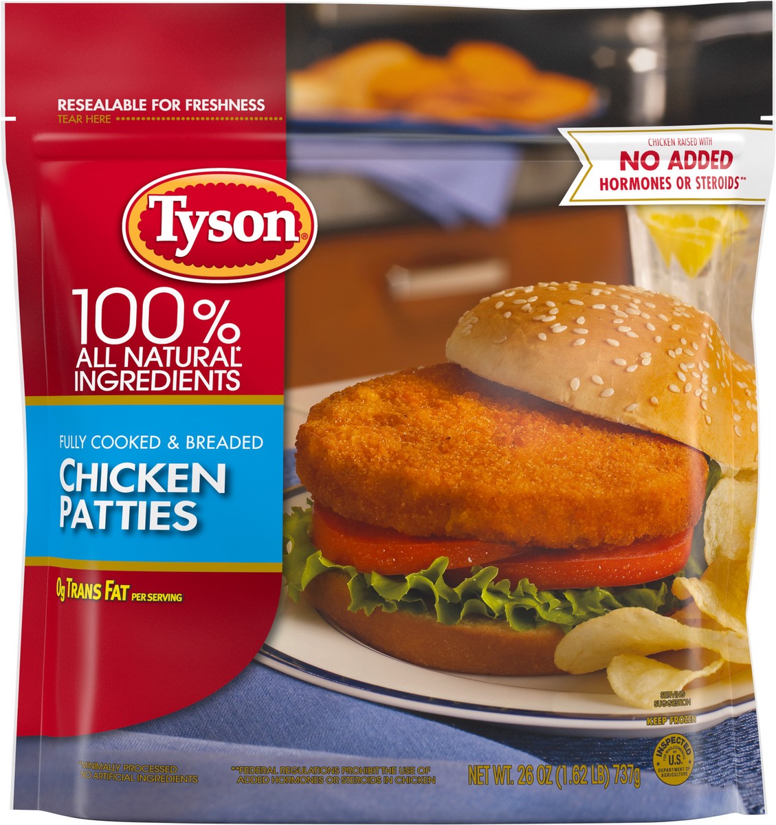 slide 6 of 6, Tyson All Natural Chicken Breast Patties - Frozen - 26oz, 26 oz