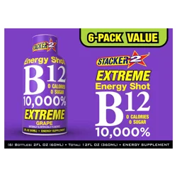 Stacker 2 B12 10,000% Energy Shots Grape flavor - 6 ct