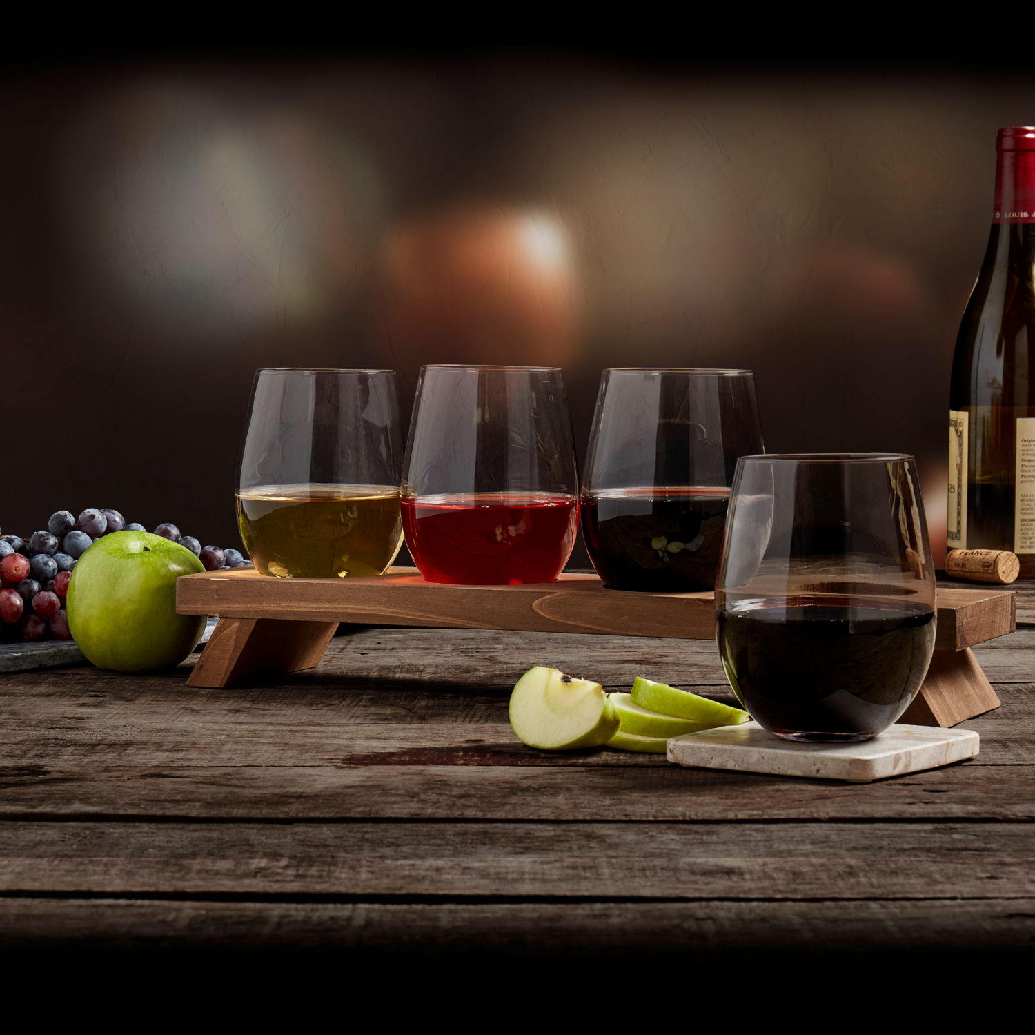 slide 4 of 4, Mason Wine Glass Flight w/Tray 4pc, 4 ct