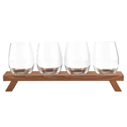 Mason Wine Glass Flight w/Tray 4pc