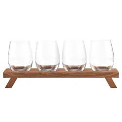 Mason Wine Glass Flight w/Tray 4pc