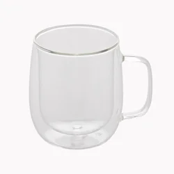 Double-Walled Glass Belly Mug, Clear, 15.55 Oz.