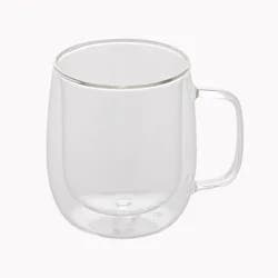 Double-Walled Glass Belly Mug, Clear, 15.55 Oz.
