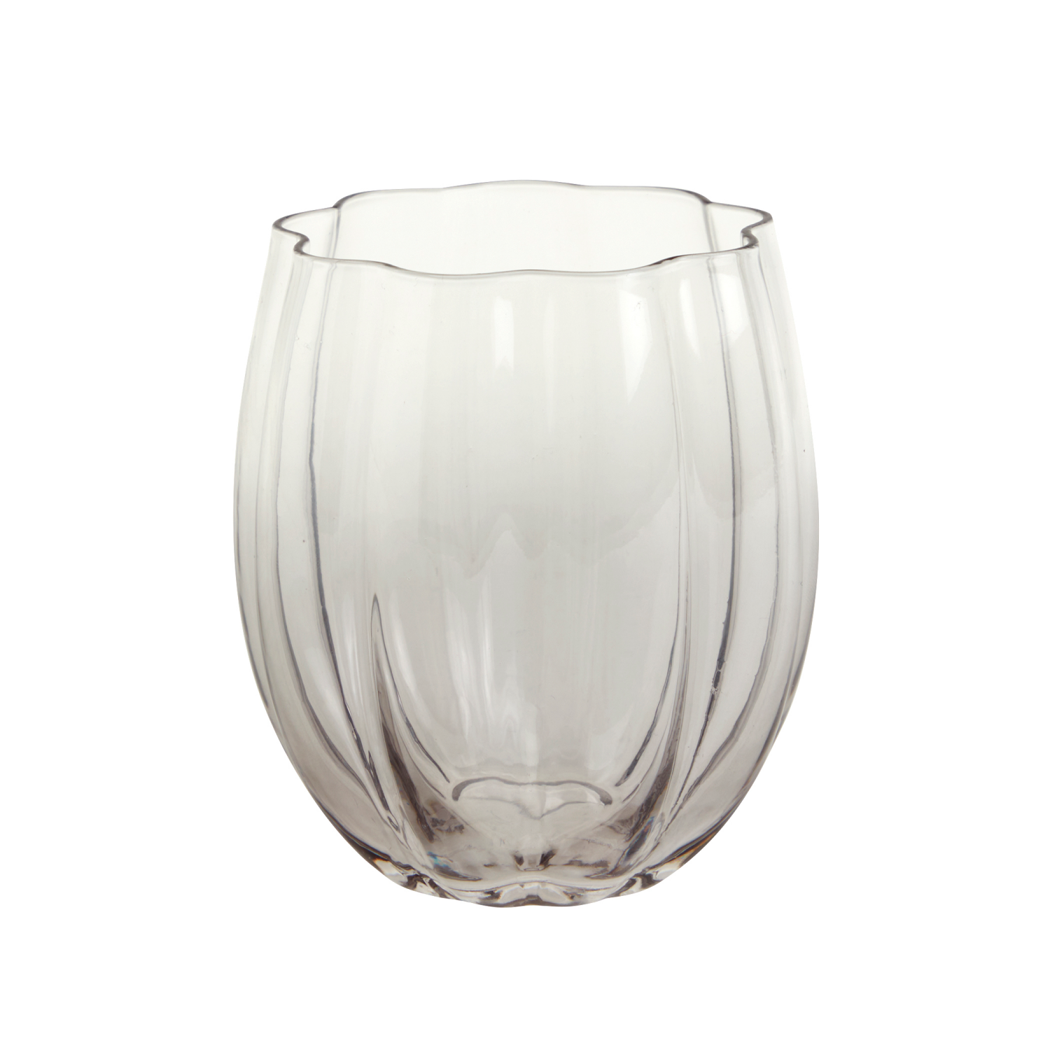 slide 1 of 1, Scalloped Stemless Wine Glass, Smoke, 13.5 Oz., 13.5 oz