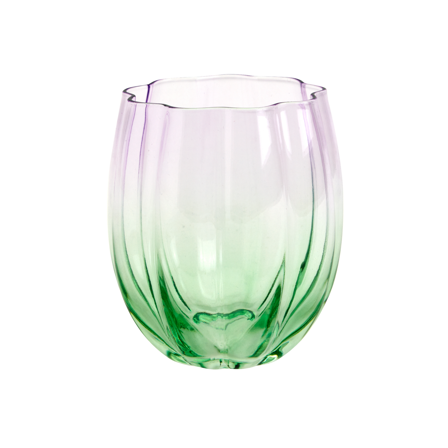 slide 1 of 1, Scalloped Stemless Wine Glass, Green, 13.5 Oz., 13.5 oz