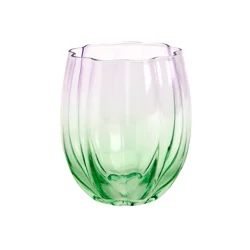 Scalloped Stemless Wine Glass, Green, 13.5 Oz.
