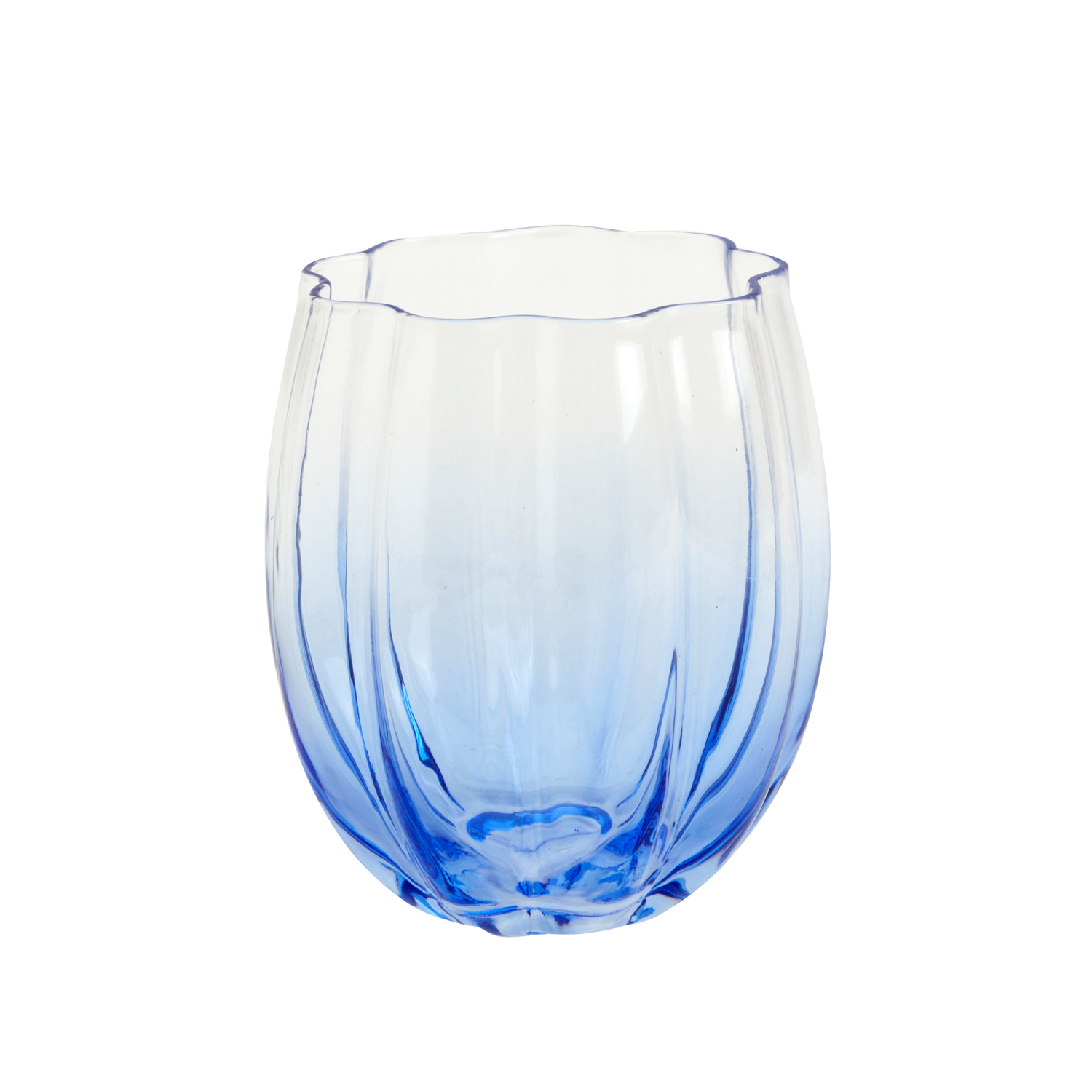 slide 1 of 1, Scalloped Stemless Wine Glass, Blue, 13.5 Oz., 13.5 oz