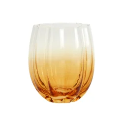 Scalloped Stemless Wine Glass, Amber, 13.5 Oz.