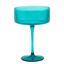 Ridge Coupe Glass, Teal, 13.5 Oz.