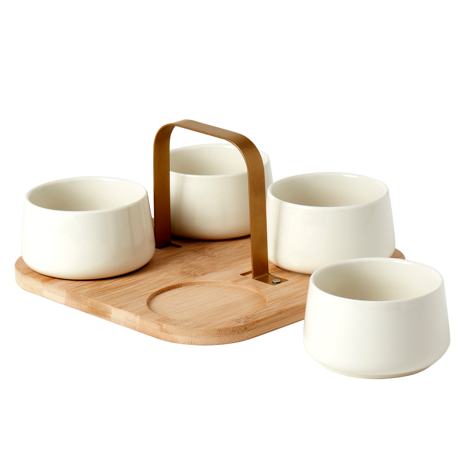 slide 2 of 2, Ceramic & Bamboo Serving Set 5-Piece, 5 ct
