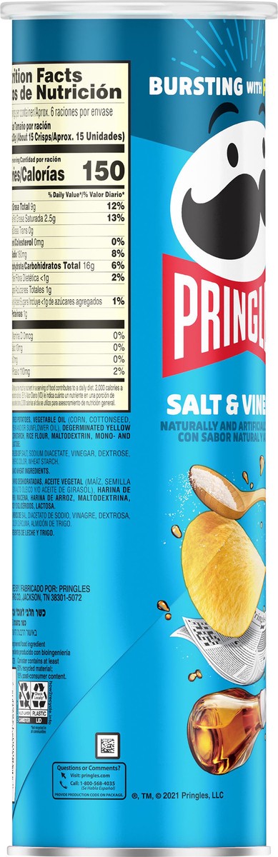 slide 7 of 8, Pringles Salt & Vinegar Potato Crisps 5.5 oz, 5.5 oz