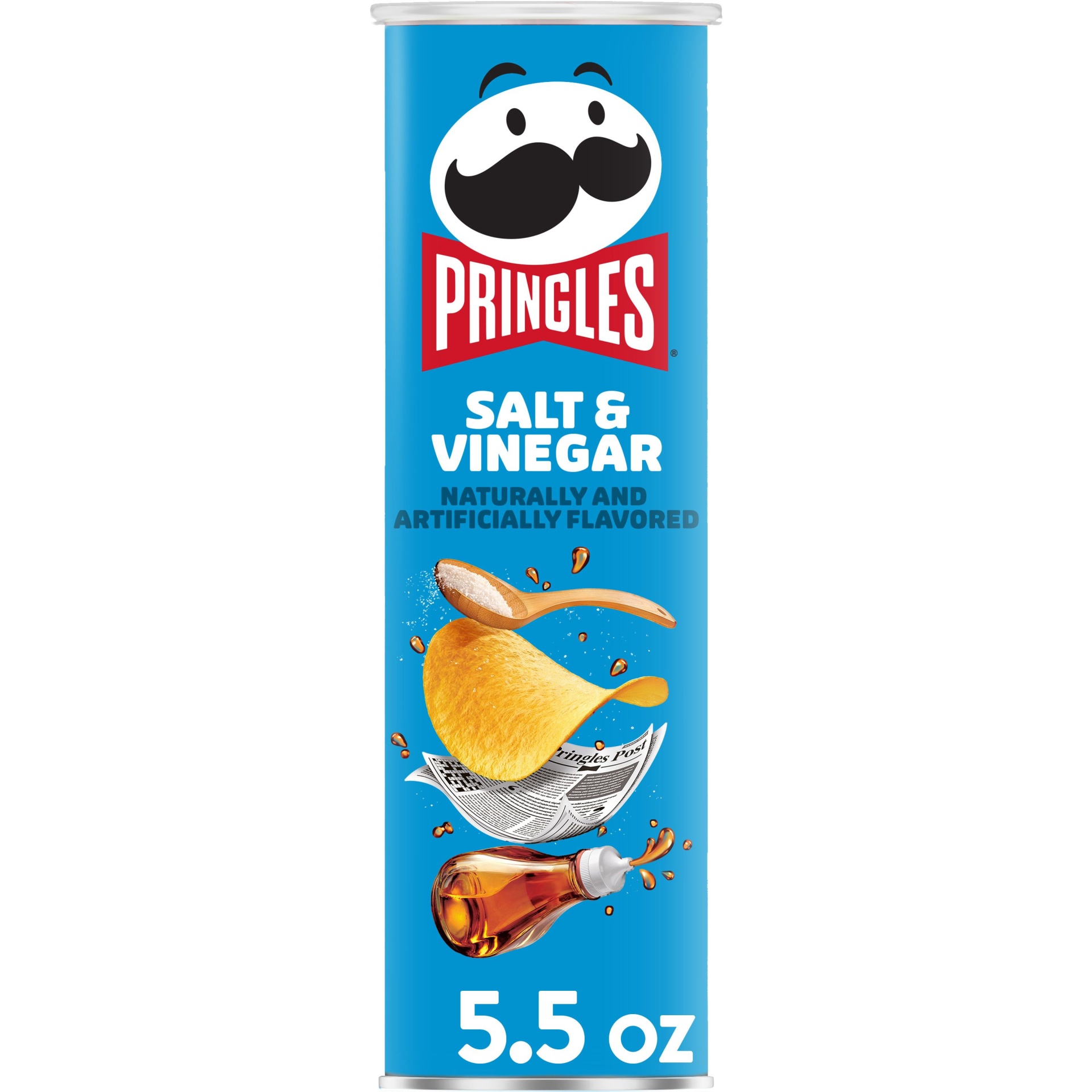 slide 1 of 1, Pringles Potato Crisps Chips, Lunch Snacks, On The Go Snacks, Salt and Vinegar, 5.5 oz