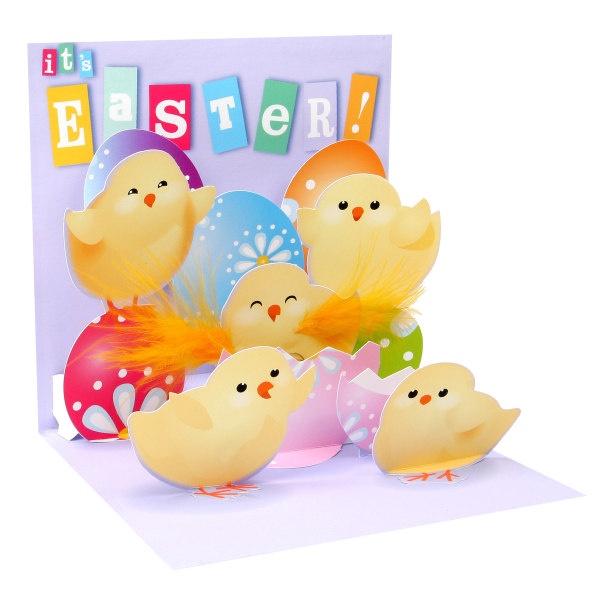 slide 1 of 1, Up With Paper Easter Pop-Up Greeting Card With Envelope, 5-1/4'' X 5-1/4'', Chicks And Eggs, 1 ct