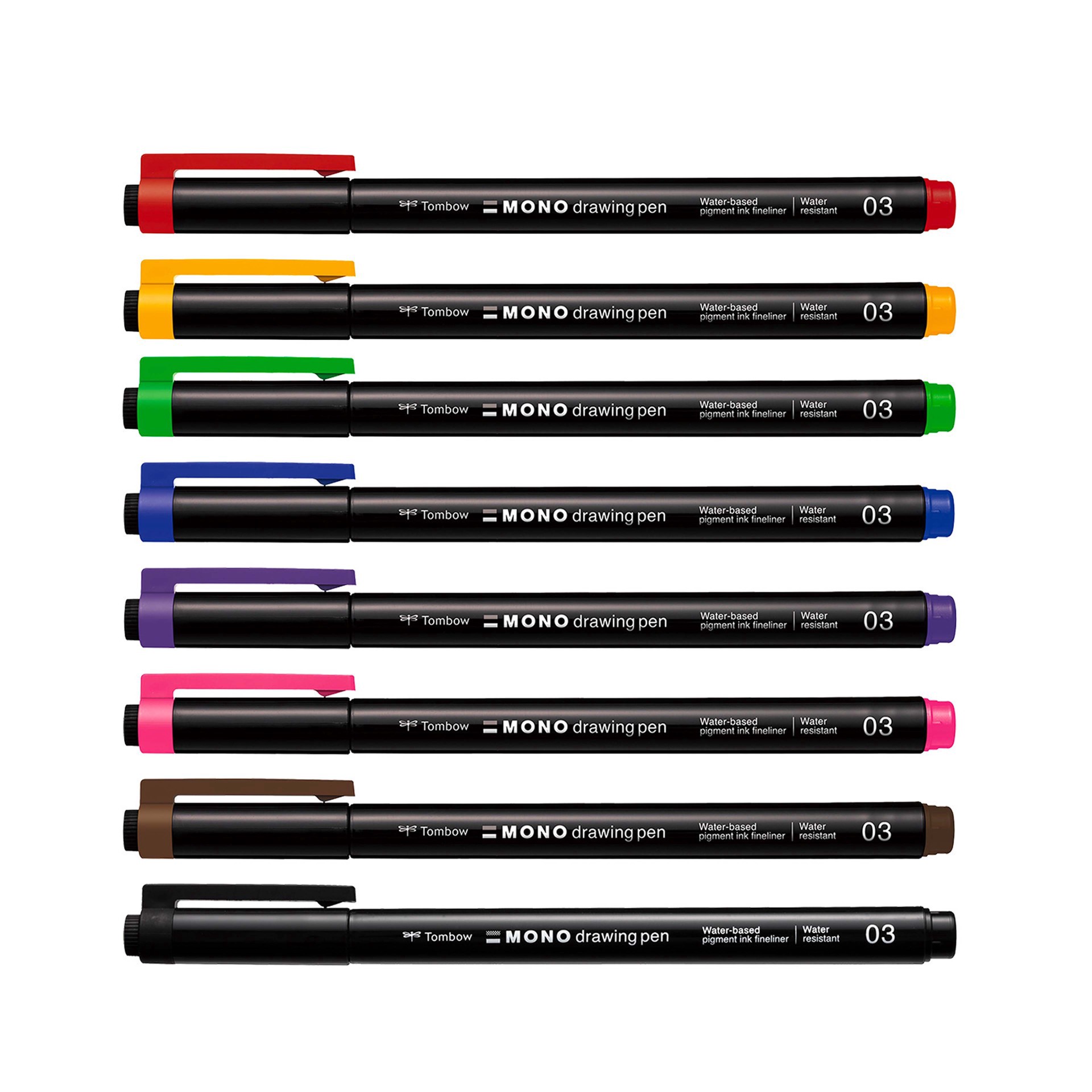 slide 4 of 12, Tombow Mono 8 Color Drawing Pen Set, 03 tip size
