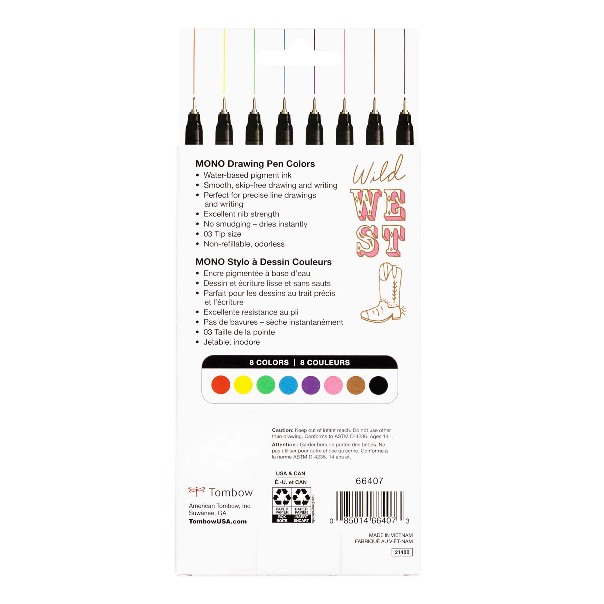 slide 11 of 12, Tombow Mono 8 Color Drawing Pen Set, 03 tip size