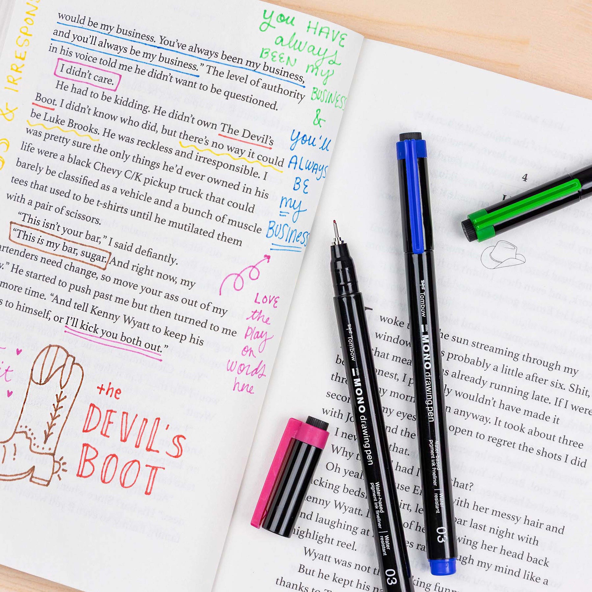 slide 12 of 12, Tombow Mono 8 Color Drawing Pen Set, 03 tip size