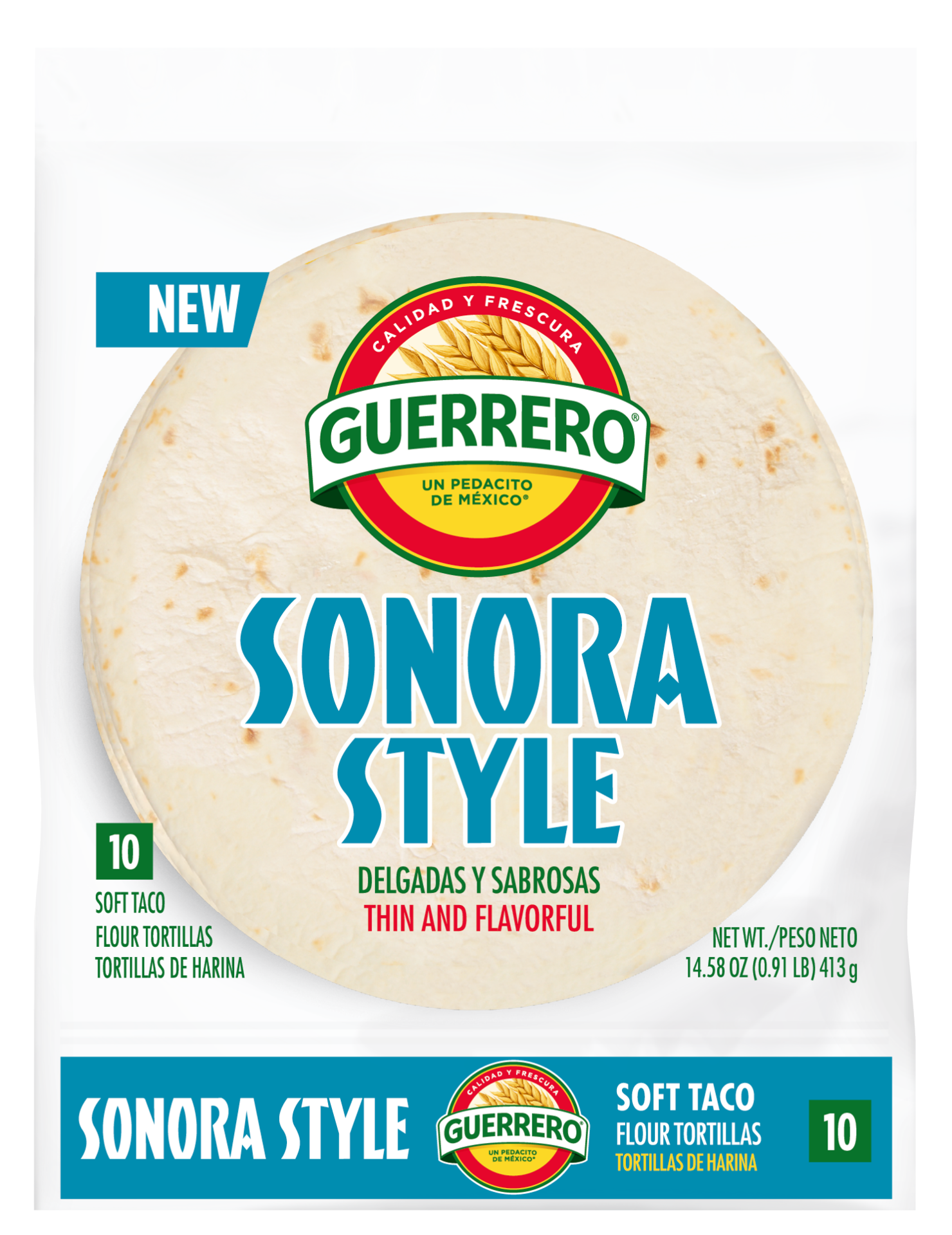 slide 1 of 2, Guerrero Sonora Style Flour Tortillas, Burrito Size, 8 Count, 8 ct