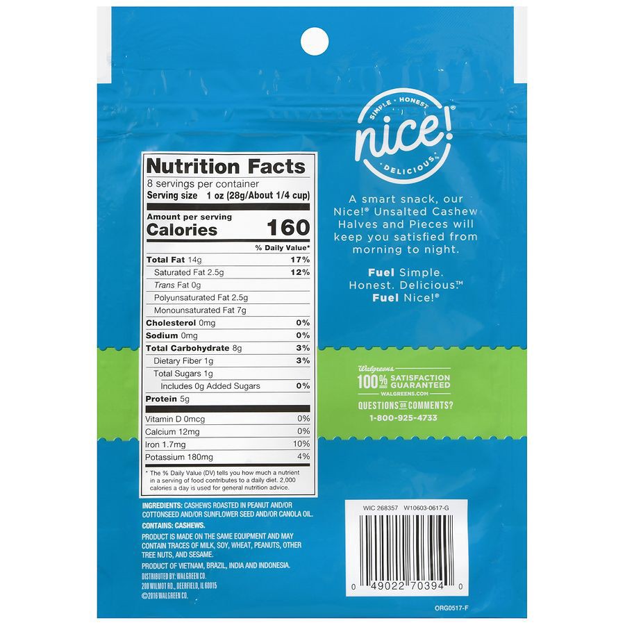 slide 3 of 5, Nice! Cashew Halves & Pieces Unsalted, 8 oz