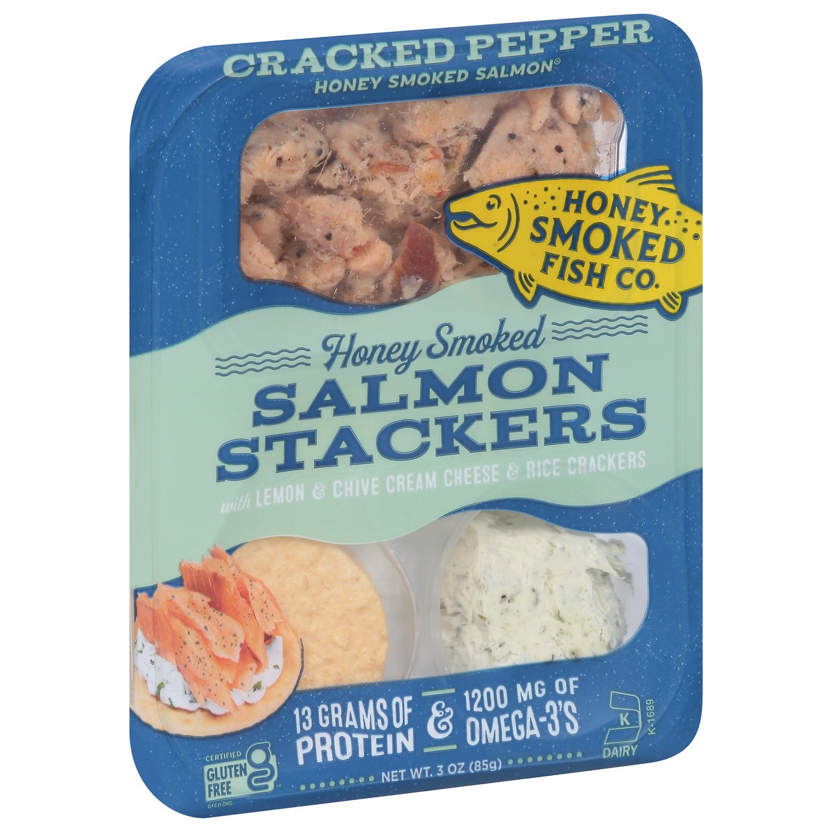 slide 2 of 9, Honey Smoked Fish Co. Honey Smoked Stackers Cracked Pepper, 3 oz