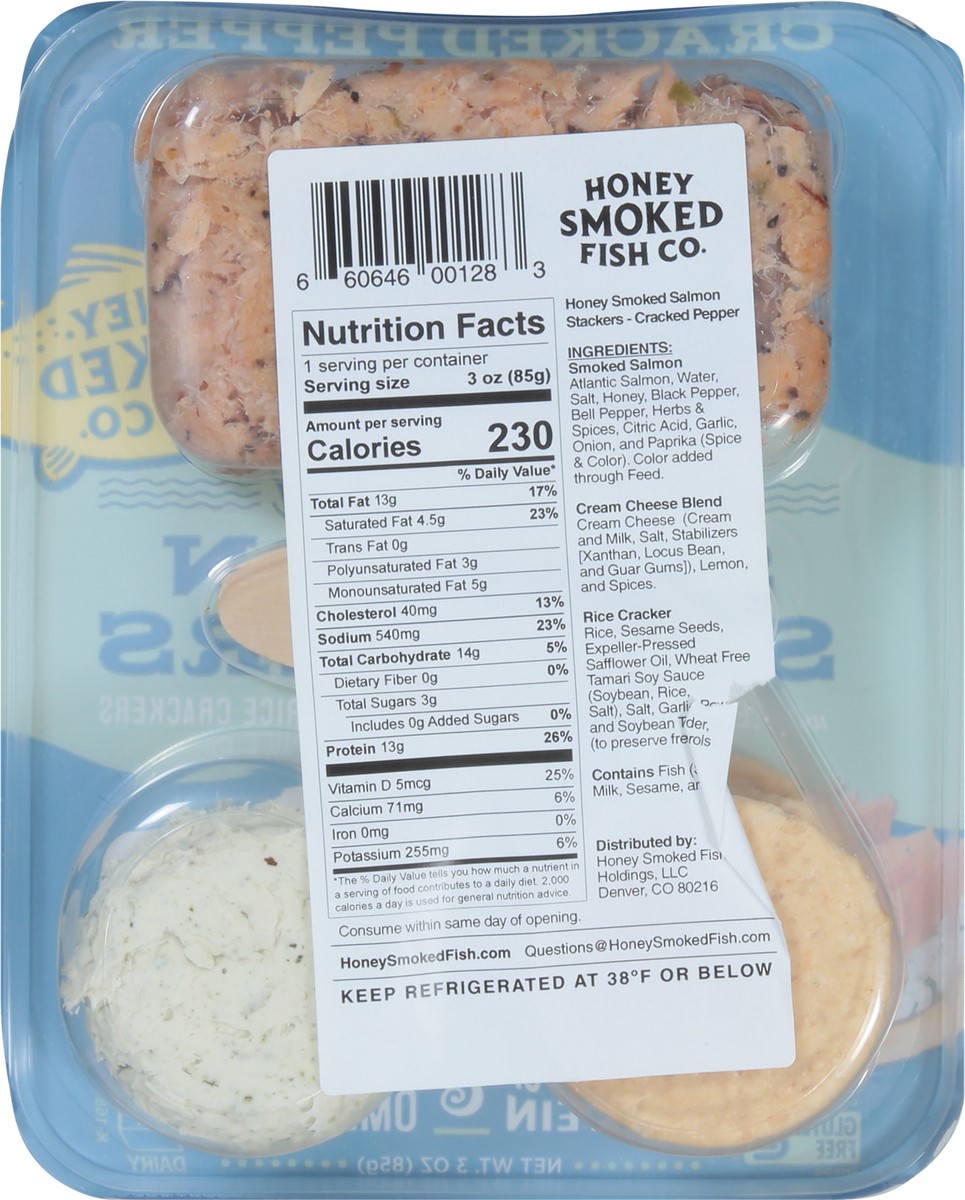 slide 4 of 9, Honey Smoked Fish Co. Honey Smoked Stackers Cracked Pepper, 3 oz