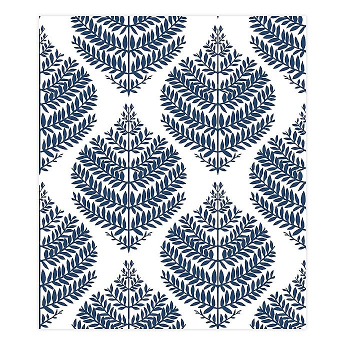 slide 1 of 8, RoomMates Hygge Fern Damask Peel & Stick Wallpaper - Blue, 1 ct