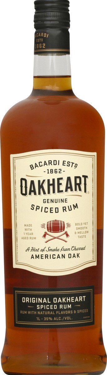 slide 2 of 6, Bacardi Oakheart Rum Spiced, 1 lt, 1 liter