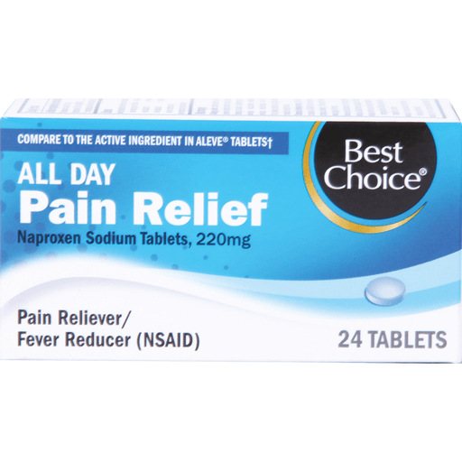 slide 1 of 1, Best Choice All Day Pain Relief Naproxen Sodium Tablets, 24 ct; 220 mg