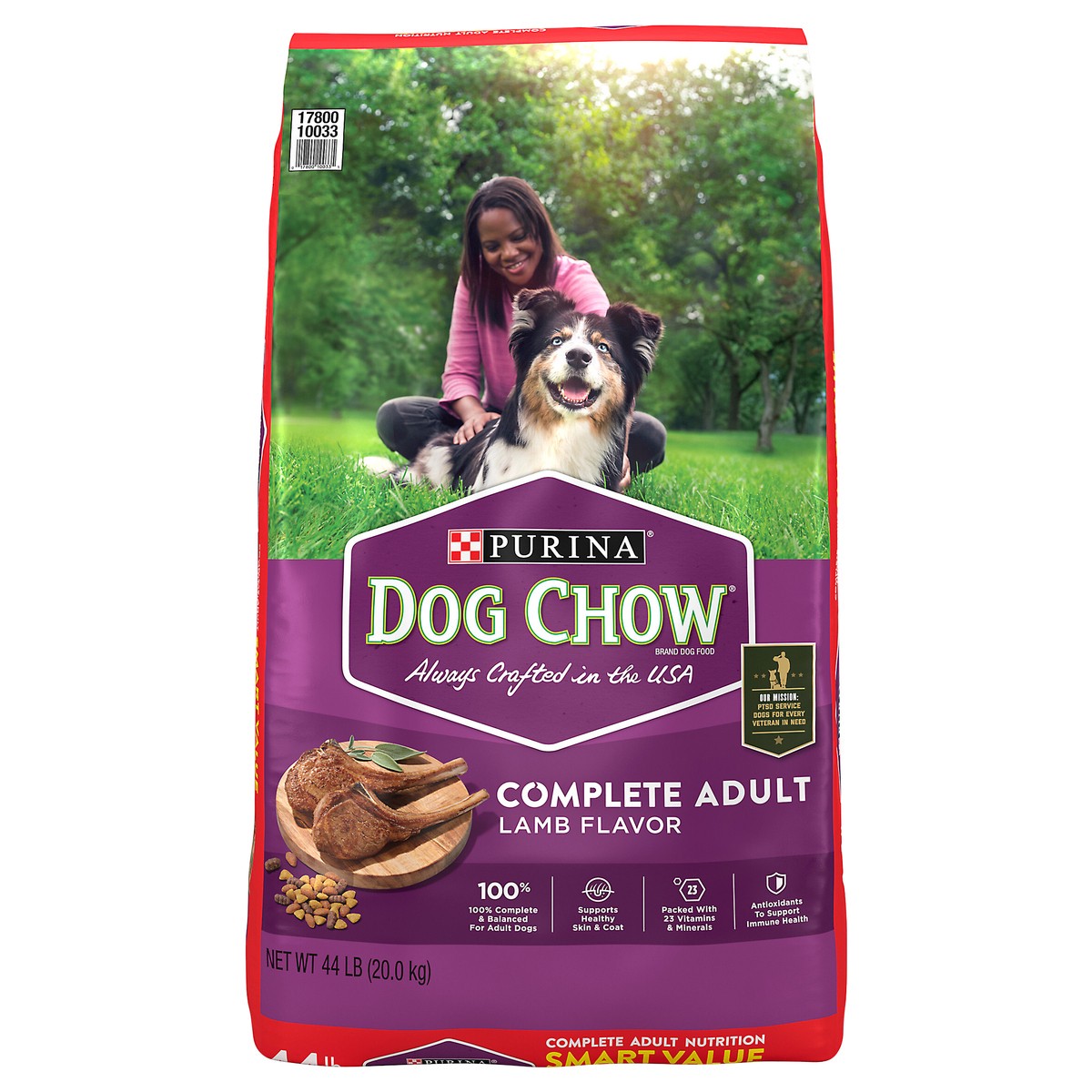 slide 1 of 1, Purina Dog Chow Complete Adult Dry Dog Food Kibble With Lamb Flavor - 44 lb. Bag, 44 lb