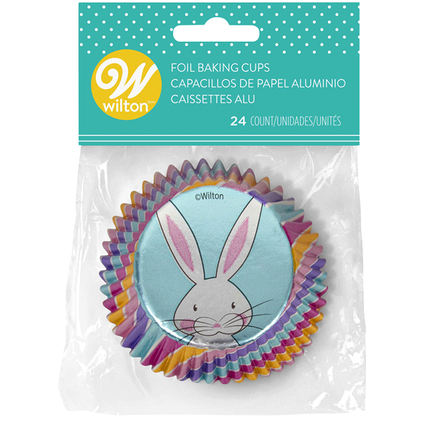 slide 1 of 1, Wilton Paper Foiled Bunny Cupcake Liners, 24 ct