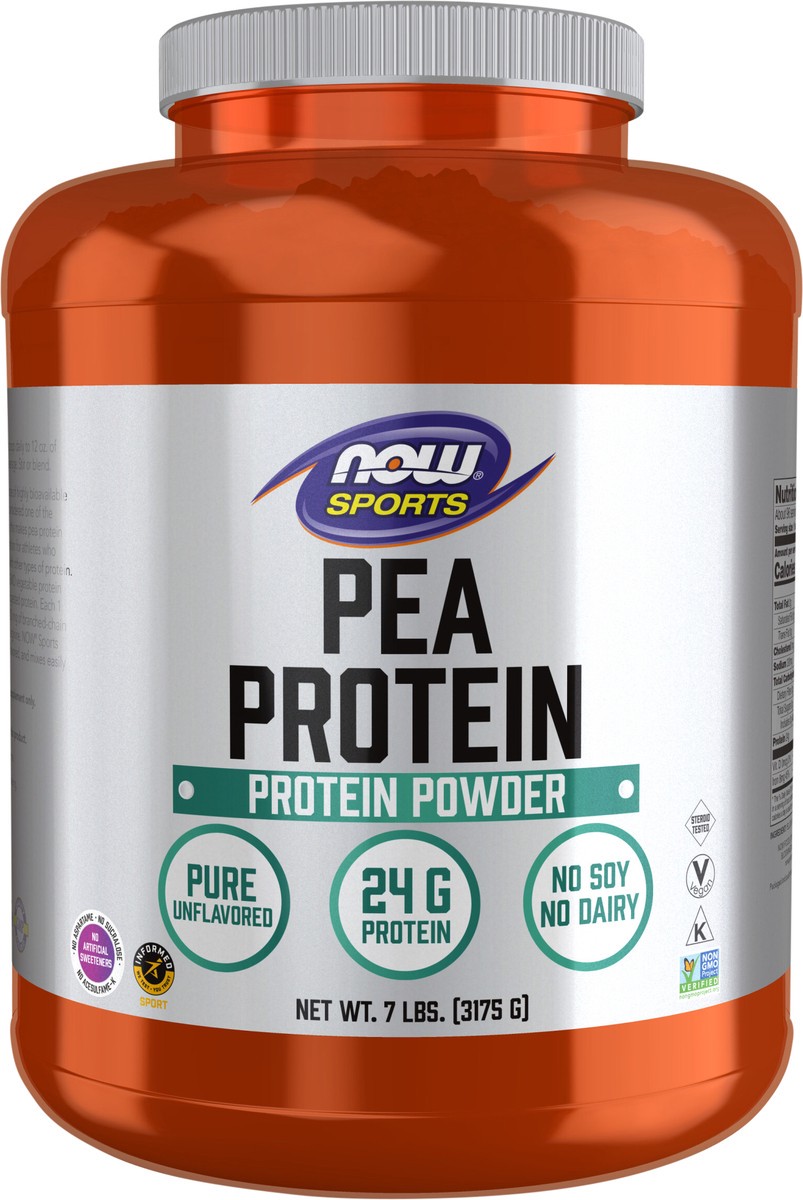 slide 3 of 8, NOW Sports Nutrition, Pea Protein 24 g, Fast Absorbing, Unflavored Powder, 7-Pound, 7 lb