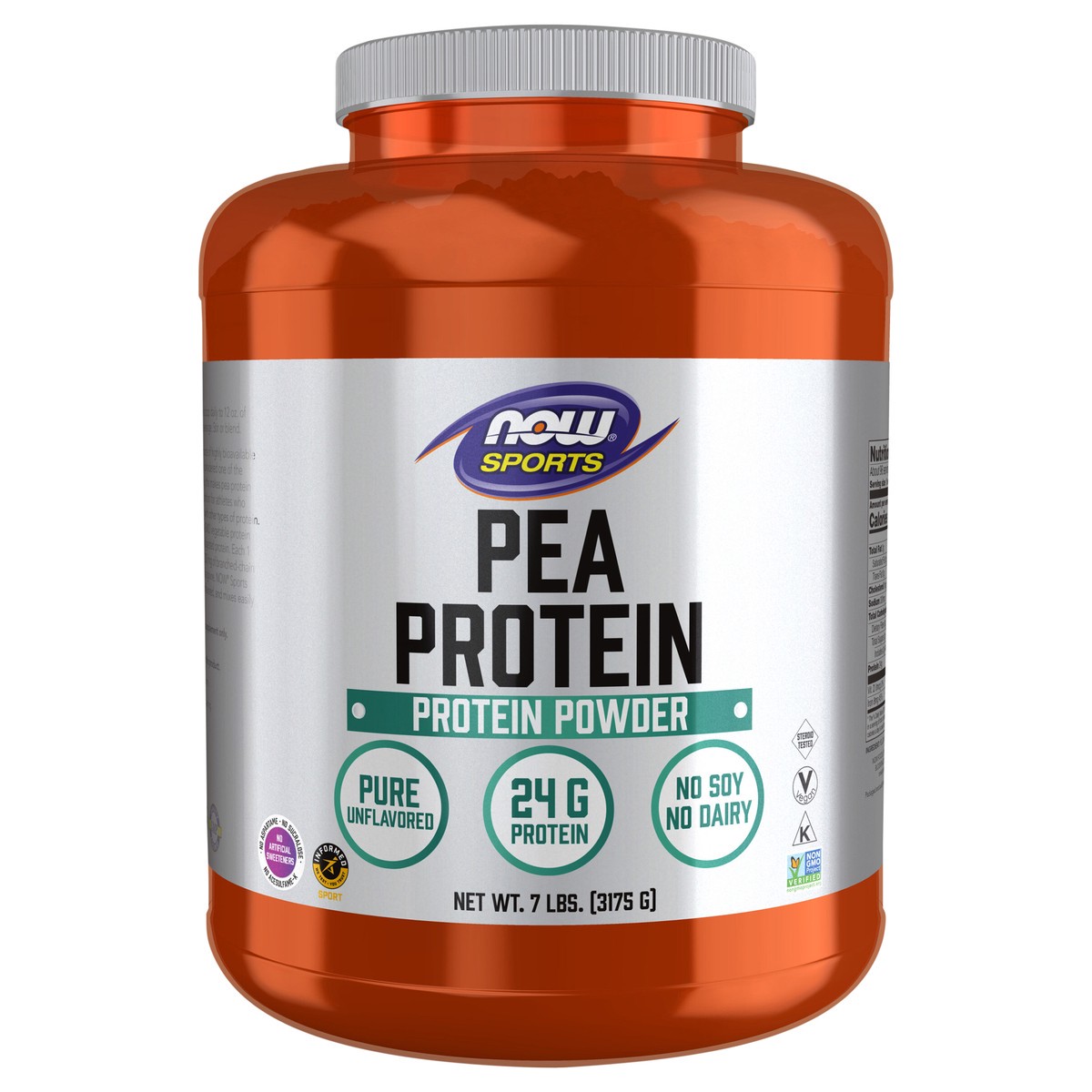 slide 1 of 8, NOW Sports Nutrition, Pea Protein 24 g, Fast Absorbing, Unflavored Powder, 7-Pound, 7 lb