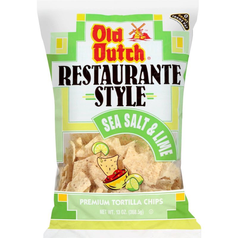 slide 1 of 3, Old Dutch Restaurante Style Sea Salt & Lime Premium Tortilla Chips - 13oz, 13 oz