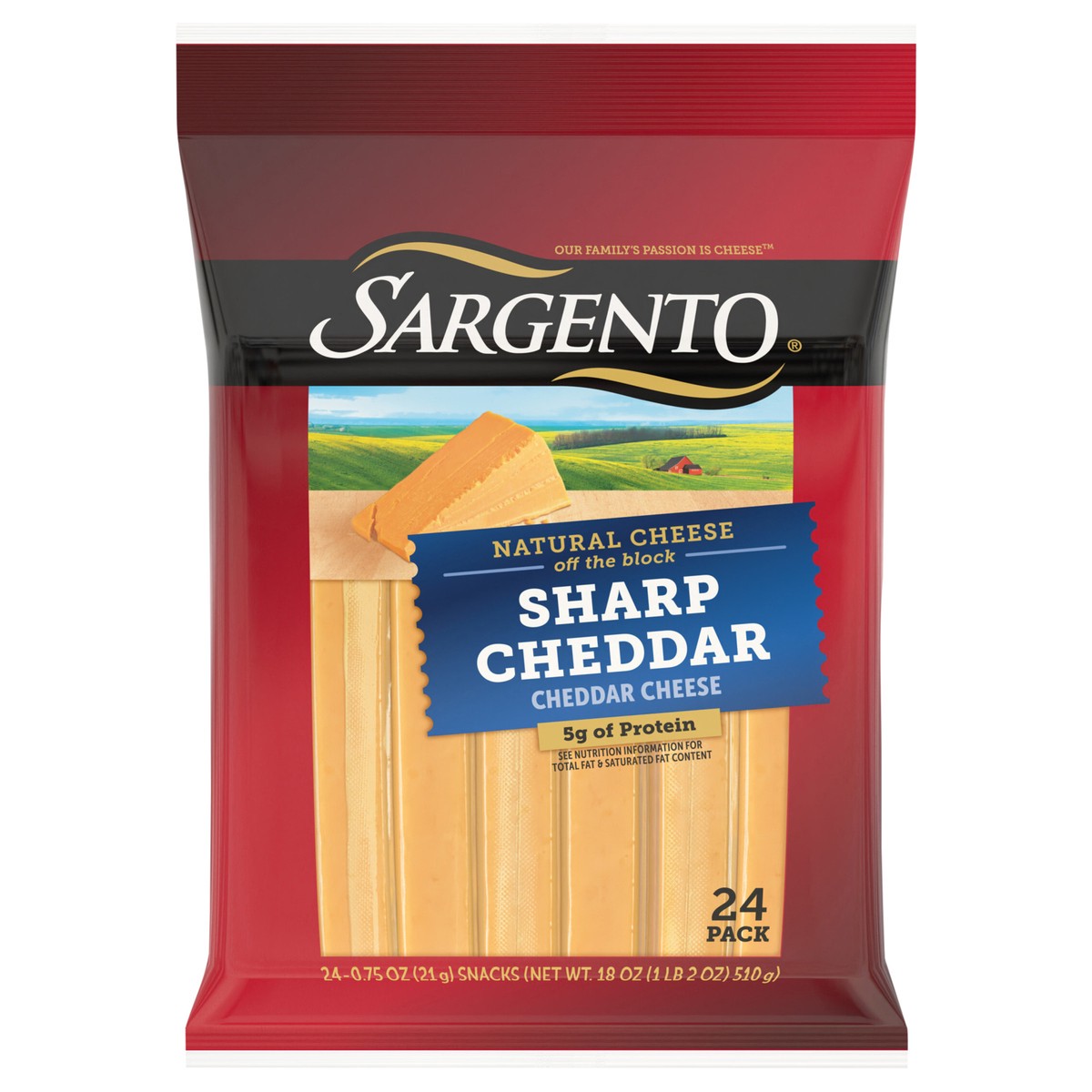 slide 1 of 5, Sargento Sharp Natural Cheddar Cheese Snack Sticks, 24-Count, 24 ct