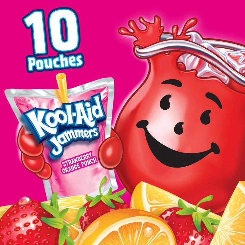 slide 4 of 9, Kool-Aid Jammers Sharkleberry Fin Strawberry Orange Punch Juice Boxes - 10pk/6 fl oz Pouches, 10 ct; 6 fl oz