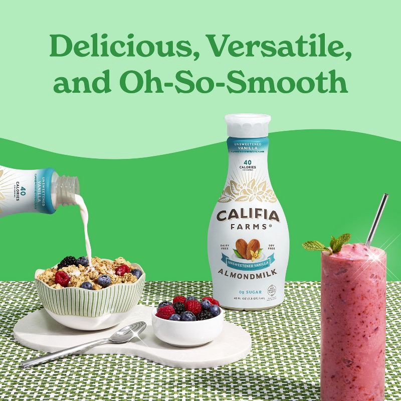slide 5 of 9, Califia Farms Unsweetened Vanilla Almond Milk - 48 fl oz, 48 fl oz